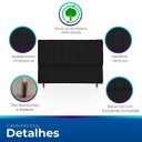 Ver imagem 3 de Kit Cabeceira com Calçadeira Baú Eros Casal 140 cm para Cama Box Suede Preto Biselos-Decor