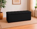 Ver imagem 6 de Kit Cabeceira com Calçadeira Baú Eros Casal 140 cm para Cama Box Suede Preto Biselos-Decor
