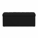 Ver imagem 5 de Kit Cabeceira com Calçadeira Baú Eros Casal 140 cm para Cama Box Suede Preto Biselos-Decor