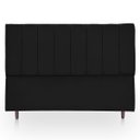 Ver imagem 2 de Kit Cabeceira com Calçadeira Baú Eros Casal 140 cm para Cama Box Suede Preto Biselos-Decor