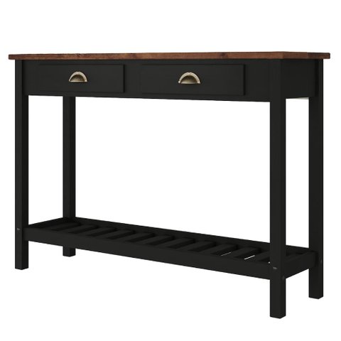 Aparador de Madeira Maciça com 2 Gavetas Preto