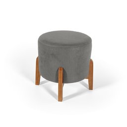 Conjunto Poltrona Estofada Júlia com Puff Redondo Berlim Cinza – Straub Web - 3