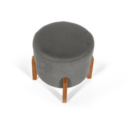 Conjunto Poltrona Estofada Júlia com Puff Redondo Berlim Cinza – Straub Web - 4