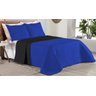 Colcha Cobre Leito Cama Queen 3 Pç Dupla Face Acolchoado Microfibra Azul Royal e Preto - 3