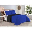 Ver imagem 1 de Colcha Cobre Leito Cama Queen 3 Pç Dupla Face Acolchoado Microfibra Azul Royal e Preto