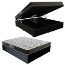 Ver imagem 1 de Cama Box Baú Queen Colchão Mola Ensacada Acolchões + Box Sintético 71x158x198 Cor:Preto