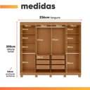 Ver imagem 7 de Guarda Roupas Casal 8 Portas 6 Gavetas 100% MDF Serena