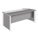 Ver imagem 4 de Escrivaninha Mesa Escritório Diretor com Caixa de Tomadas e Porta Objetos 200cm Corporate Cinza Sagrado e Branco