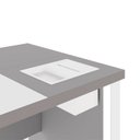 Ver imagem 6 de Escrivaninha Mesa Escritório Diretor com Caixa de Tomadas e Porta Objetos 200cm Corporate Cinza Sagrado E Branco