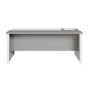 Ver imagem 5 de Escrivaninha Mesa Escritório Diretor com Caixa de Tomadas e Porta Objetos 200cm Corporate Cinza Sagrado E Branco