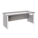 Ver imagem 2 de Escrivaninha Mesa Escritório Diretor com Caixa de Tomadas e Porta Objetos 200cm Corporate Cinza Sagrado e Branco