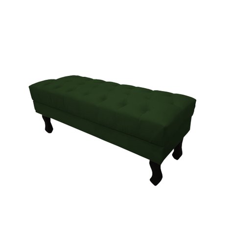 Recamier Luis Xv Capitonê Retrô 100cm Suede Verde Pés Madeira Ms Decor