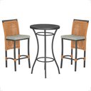 Ver imagem 1 de Mesa Bistrô com 2 Banquetas Roma Preta Corda Náutica Estofado 3 Trama Original