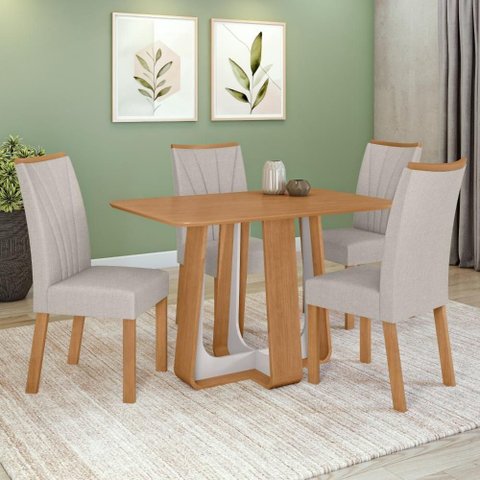 Conjunto Sala de Jantar Mesa Easy 120x80cm 4 Cadeiras