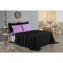 Ver imagem 4 de Jogo de Cama Casal Viúva Nobre 4 Peças Malha 100% Algodão - Preto / Lilás