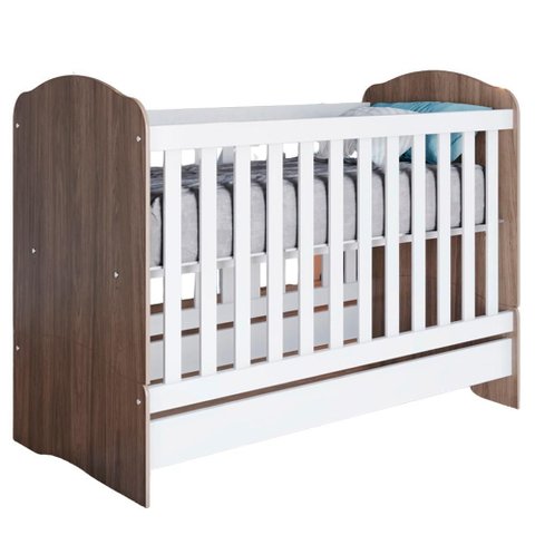 Berco Mini Cama Grade Fixa 133x68 Cm Bala de Menta Rustico Branco Henn