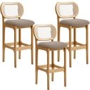 Ver imagem 1 de Kit 03 Banquetas Altas para Cozinha Bancada Sala Tela Betta Fixa L02 Bouclê Bege - Lyam