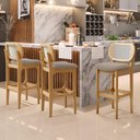 Ver imagem 7 de Kit 03 Banquetas Altas para Cozinha Bancada Sala Tela Betta Fixa L02 Bouclê Bege - Lyam