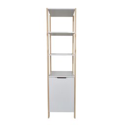 Armário de Madeira para Roupas e Calçados com Prateleiras e Cesto em MDP Branco - 4