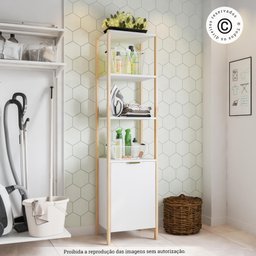 Armário de Madeira para Roupas e Calçados com Prateleiras e Cesto em MDP Branco - 3