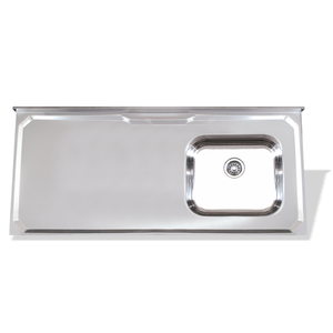 Pia de Inox 1,60 X 0,53 Lisa com Cuba Deslocada para Esquerda