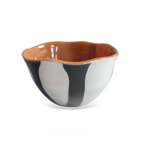 Centro de Mesa Decorativo em Vidro Terracota com Listras 17,5cm Od3010 Btc