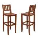 Ver imagem 3 de Kit 2 Banquetas De Madeira Balcão Cozinha Varanda Alta Bar Luxo Pés Madeira Maciça Área Gourmet