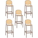 Ver imagem 1 de Kit 5 Banqueta Alta com Encosto Roma em Polipropileno Cozinha/bancada - Marrom Claro