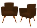 Ver imagem 1 de Kit 2 Poltronas Decorativa Nina Suede Marrom Pés Madeira Ms Decor