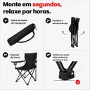 Ver imagem 5 de Kit 3 Cadeiras Dobráveis Camping Praia Portátil com Porta-Copo, Apoio de Braço e Bolsa de Transporte