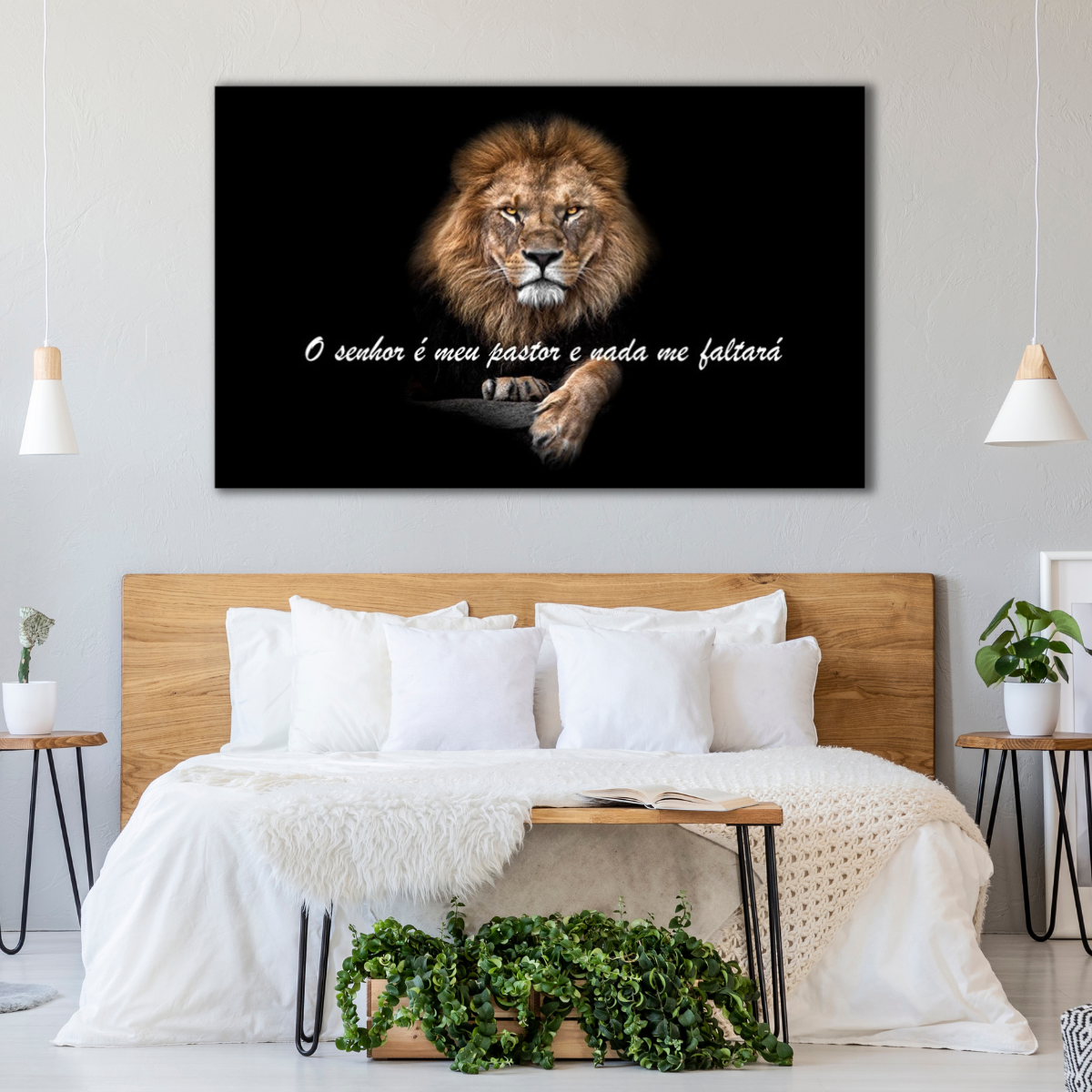 Quadro Decorativo Frase de Salmo com Leão Rei de Judá - 4