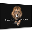 Ver imagem 1 de Quadro Decorativo Frase de Salmo com Leão Rei de Judá