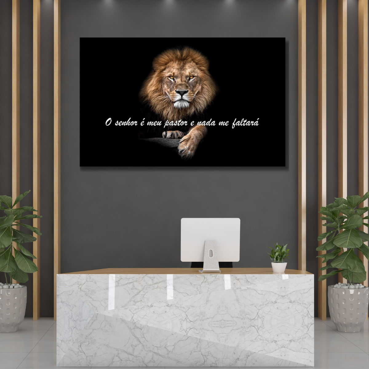 Quadro Decorativo Frase de Salmo com Leão Rei de Judá - 2