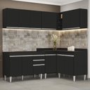 Ver imagem 2 de Armário de Cozinha Modulado de Canto 6 Peças Cp28 Balcão sem Tampo Preto - Lumil Lumil Móveis