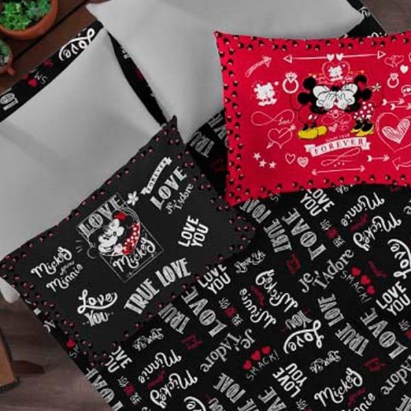 Jogo de Cama Portallar Casal Malha Estampado Disney 3 Peças Joy Jadore Black Red - 2