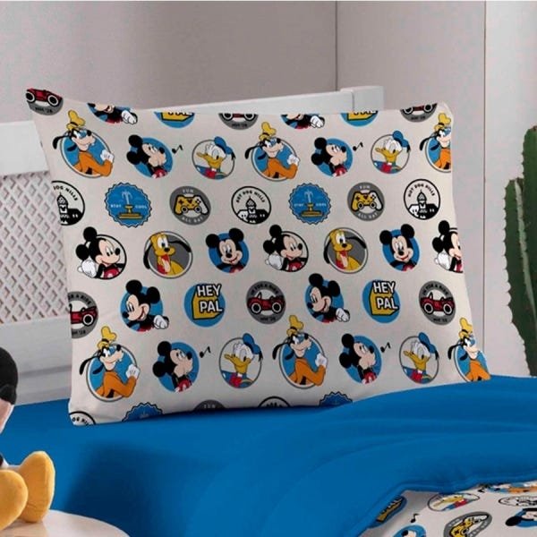 Jogo de Cama Portallar Queen Malha Disney 3 Peças Amigos do Mickey Azul - 2