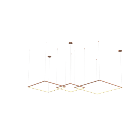 Lustre Pendente de Led Bleisi 3 Aros Quadrados 84W - 80x60x40cm