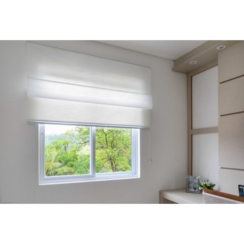 Persiana Romana (1,40Lar. x 1,50Alt.) Tecido Translucido Branco - Vogaflex