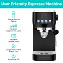 Ver imagem 2 de Casabrews Máquina de Espresso 20 Bar com Vaporizador de Leite (preto)