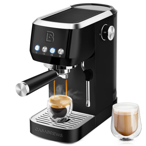 Casabrews Máquina de Espresso 20 Bar com Vaporizador de Leite (preto)