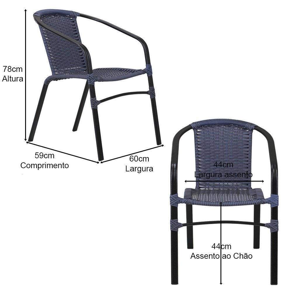 Jogo 4 Cadeiras Floripa e Mesa com Tampo Ripado em Alumínio - Piscina, Área, Jardim - 2