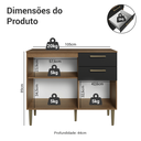 Ver imagem 3 de Balcão Gabinete de Pia 105 cm 3 Portas 2 Gavetas Rustic/Preto Lille Madesa