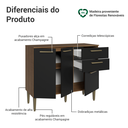 Ver imagem 4 de Balcão Gabinete de Pia 105 cm 3 Portas 2 Gavetas Rustic/Preto Lille Madesa