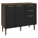 Ver imagem 1 de Balcão Gabinete de Pia 105 cm 3 Portas 2 Gavetas Rustic/Preto Lille Madesa