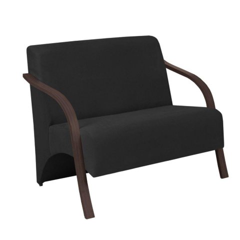 Poltrona 2 Lugares Vênus Suede Braço Madeira Preto