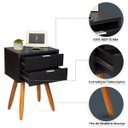 Ver imagem 3 de Mesa de Cabeceira Retrô 40cm Preto 2 Gavetas Pés Palito Madeira Maciça - Enviamos Montado