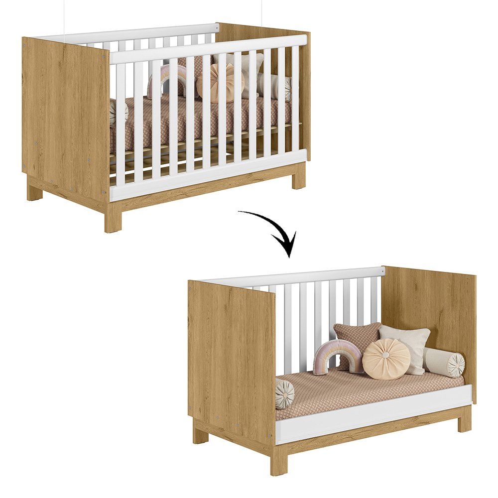 Berço Mini Cama 4315 Freijó Branco Acetinado + Colchão Ortobom Patoti Móveis - 3