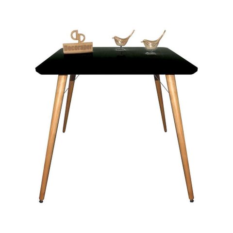 Mesa Jantar Pés Palitos Tampo Quadrado Vidro Laqueado 120cm Preto