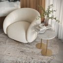 Ver imagem 1 de Kit 2 Mesas Laterais Sofá Sala Apoio Metal Dourado Moderna Gaia MDF Atenna