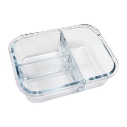 (fitness) Pote de Vidro Hermético Branco com 3 Divisórias 1000ml - 2